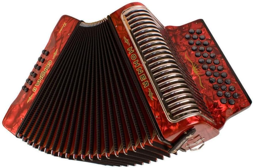 Hohner Corona II Xtreme Diatonic Accordion - Keys of G/C/F - Pearl Red