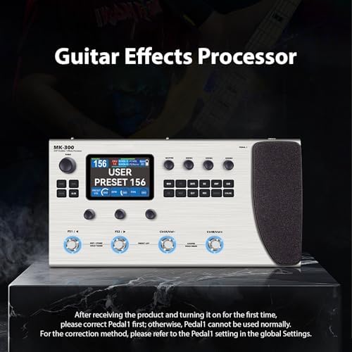 Asixxsix M Guitar Effects Processor, 120 AMP Drum Machine, Portable Guitar Multi Effects Processor Pedal, 4 Switch Control System and a 3.5Inch Screen
