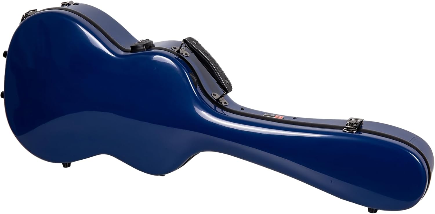 Crossrock Fiberglass Guitar Case for Cordoba Smaller Body Torres | Also Fits 1953 Gibson 3/4 Archtop & 1907 Parlor Guitar | TSA Lock, Backpack Straps, Accessory Compartment - Navy blue (CRF2020CTNVBL)