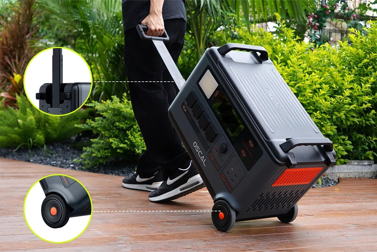 OSCAL Portable Power Station, 3600Wh Camping Lithium Battery, Expandable to 57.6kWh, 6000W(Surge 7200W) AC Output with 120V/240V, Solar Generator for Home Backup Outdoor Emergency RV Hunting Travel