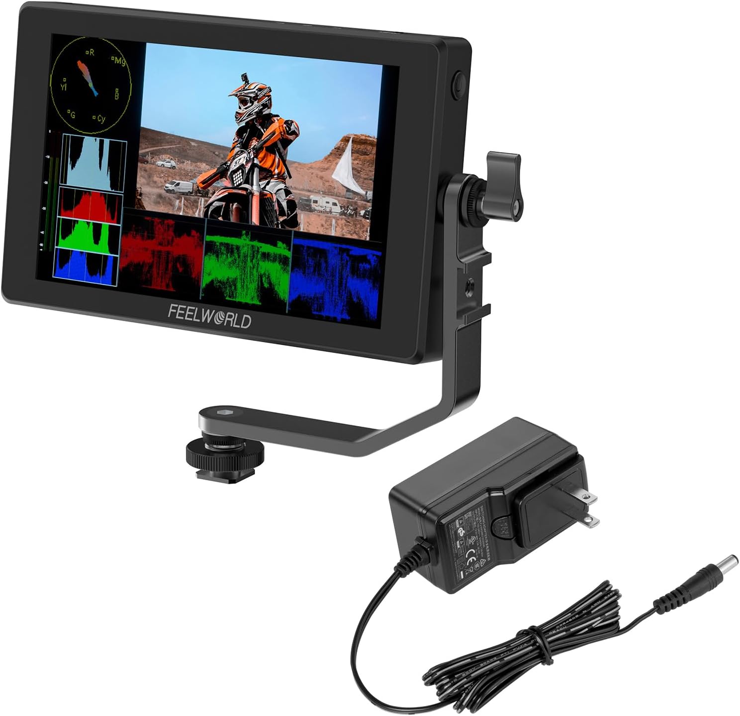 FEELWORLD SH7 Camera Field DSLR Monitor and 12V 3A Power Adapter Bundle