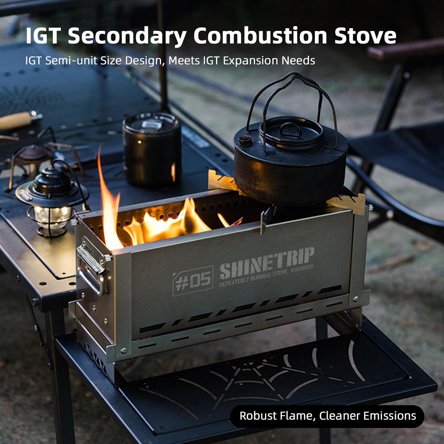 Outdoor Wood Burning Stove,Portable Folding Stainless Steel Stove,IGT Secondary Combustion Camping Fire Pit for Cooking, Tent, Hiking, Fishing, Backpacking