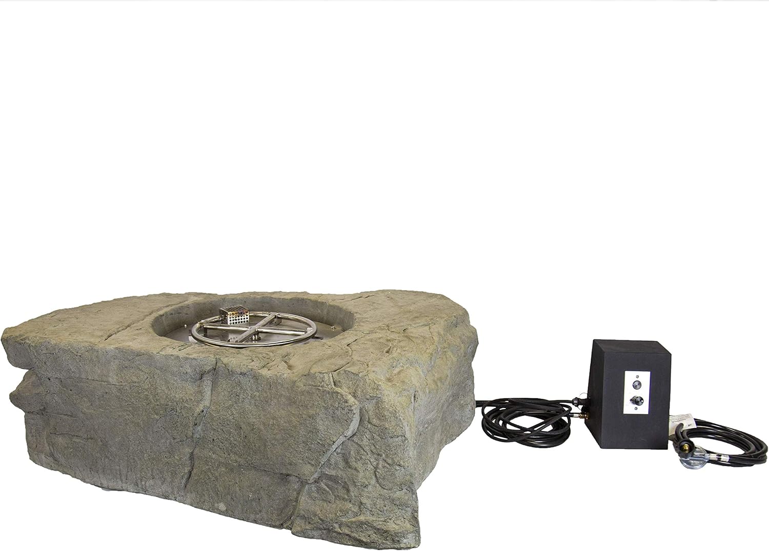 Aquascape Faux Stone Fire Pit Outdoor Gas Fire Feature, Durable Fiber-Resin, Auto-Ignite Flame Control, Easy Installation, 58091