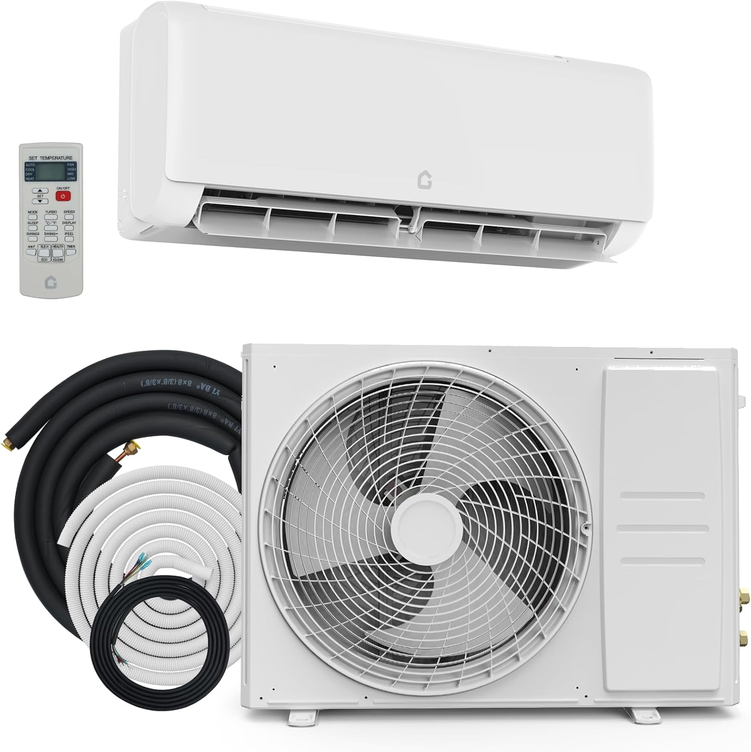 Garvee 24,000 BTU Mini Split Air Conditioner with Heat Pump, 21 SEER, Cools Up to 1500 Sq. Ft, Inverter AC with Installation Kit & Remote, Ductless AC Unit with Pre-Charged Condenser, 230V, White