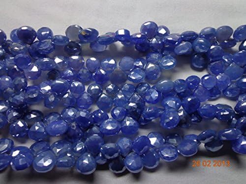 13 inch natural beads strand of 8-9mm faceted heart blue chalcedony gemstone briolletes beads for DIY jewelry - necklace, bracelet, earring, ring.