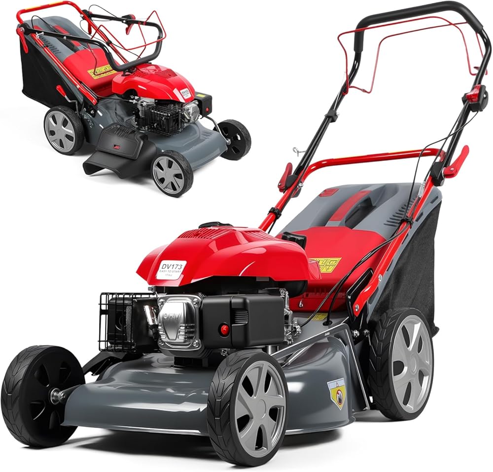 20-Inch Self Propelled Gas Lawn Mower,173cc Gas Engine Lawn Mower,Push Lawns Mower with 60L Grass Tank for Yard Patio Lawns Landscaping,Fast Arrival Red
