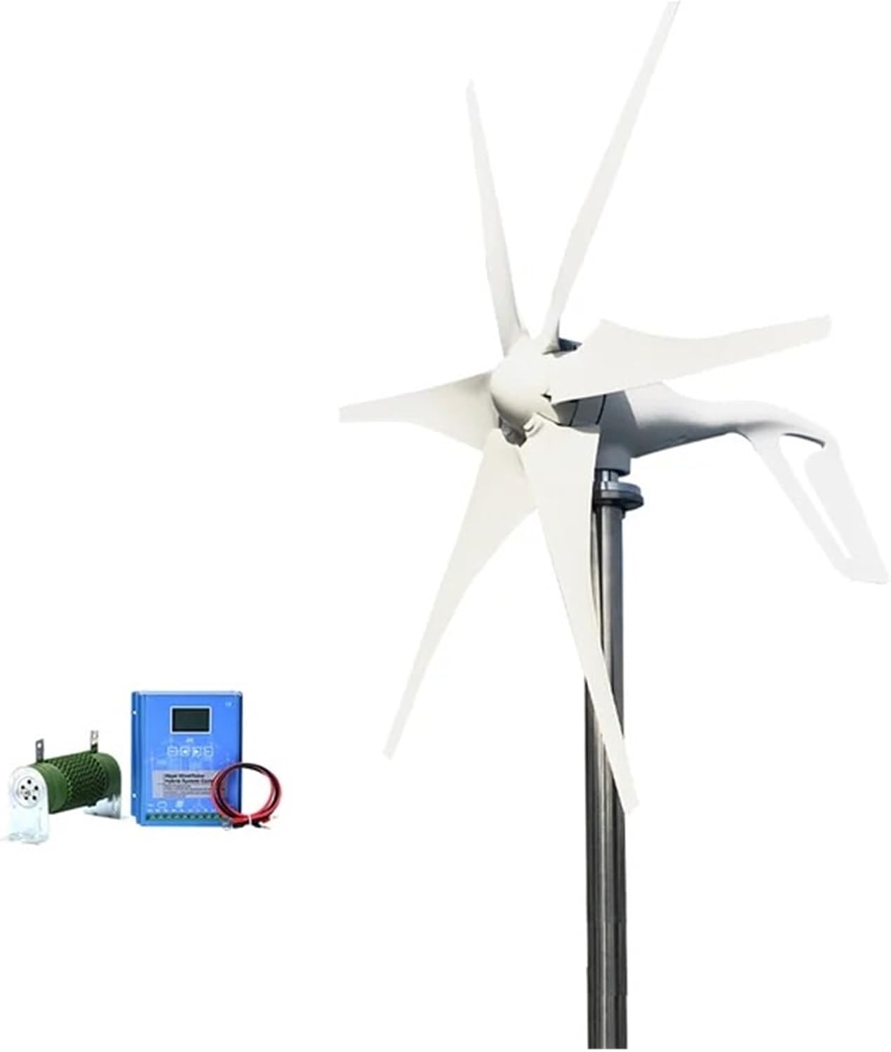 2000W Horizontal Turbine Wind Turbine Generator Kit, 12V/24V/48V Low Noise Vertical Axis Wind Turbine Generator with Controller Low Starting Speed for Home(Hybrid Controller,12V_2000W)