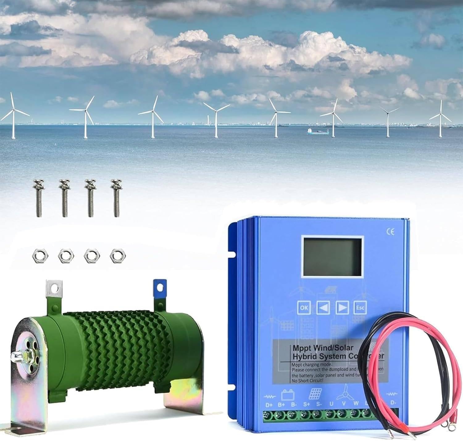 Wind Solar Hybrid System MPPT Charge Controller with Dump Load Wind Turbine Generator Solar Panel 12 24 48V Auto Universal for Off Grid Wind Solar Hybrid Systems Hybrid Charge Controller 48V-16000W