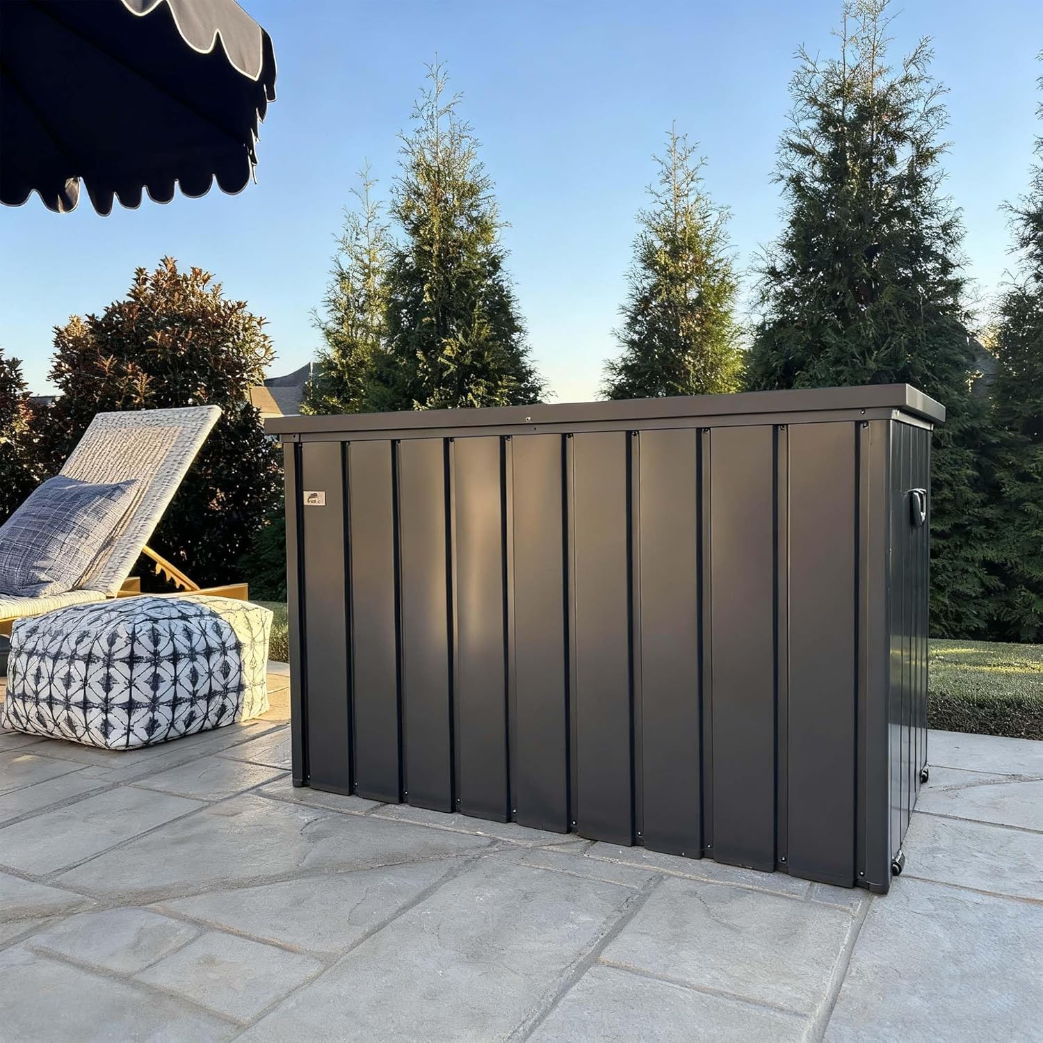 PURPLE LEAF Outdoor Deck Box 160 Gallon Waterproof Lockable Storage Box Container with Lid Deck Organization for Patio Cushions Side Table Pool Accessories Garden Tools, Gray