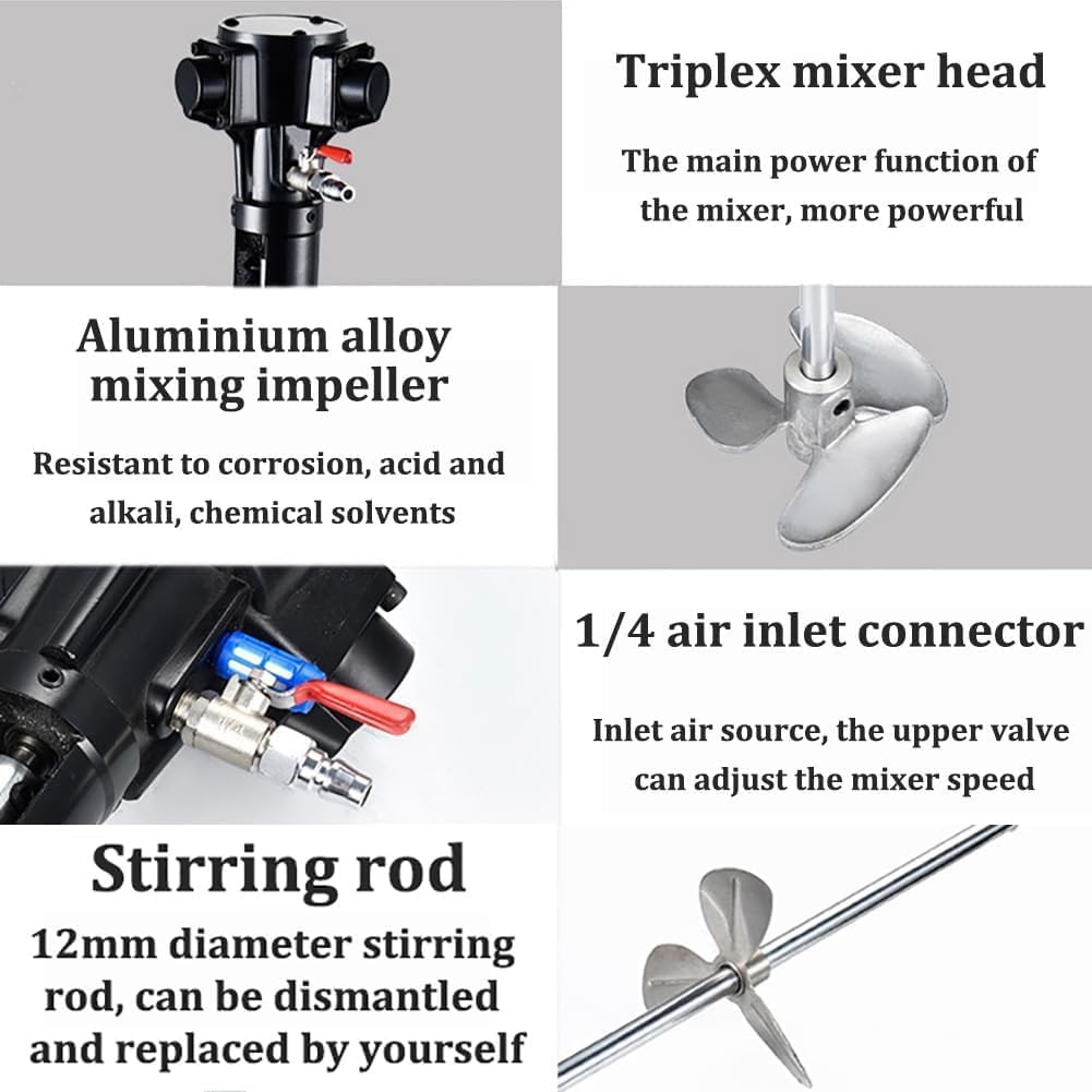 Pneumatic Paint Mixer 5 Gallon/20L Paint Mixer Machine, Air Agitator Blender Stirrer, Desktop Vertical Air Agitator, Paint Mixer Stirring Tool