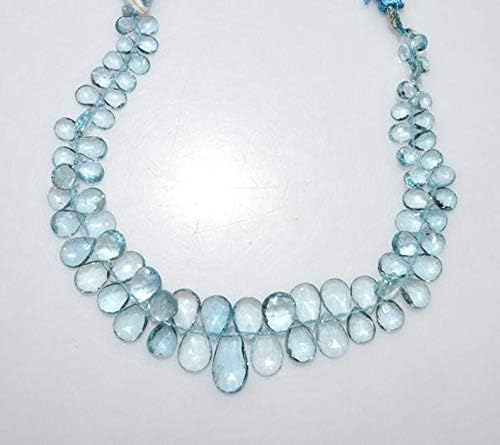 13 inch natural beads strand of 4x5-8x15mm faceted pear aquamarine gemstone briolletes beads for DIY jewelry - necklace, bracelet, earring, ring.