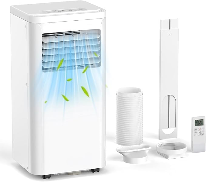 ZAFRO 10000BTU Portable Air Conditioner Cooling, Dehumidifier & Fan, 3 Speed, Remote Control, 24-Hour Timer, LED Display