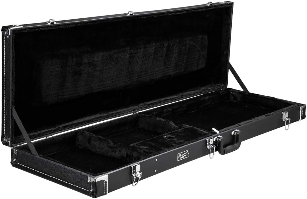 Vasitelan Electric Guitar Hard Case,Hardshell Guitar Case for standard Electric Bass, Black
