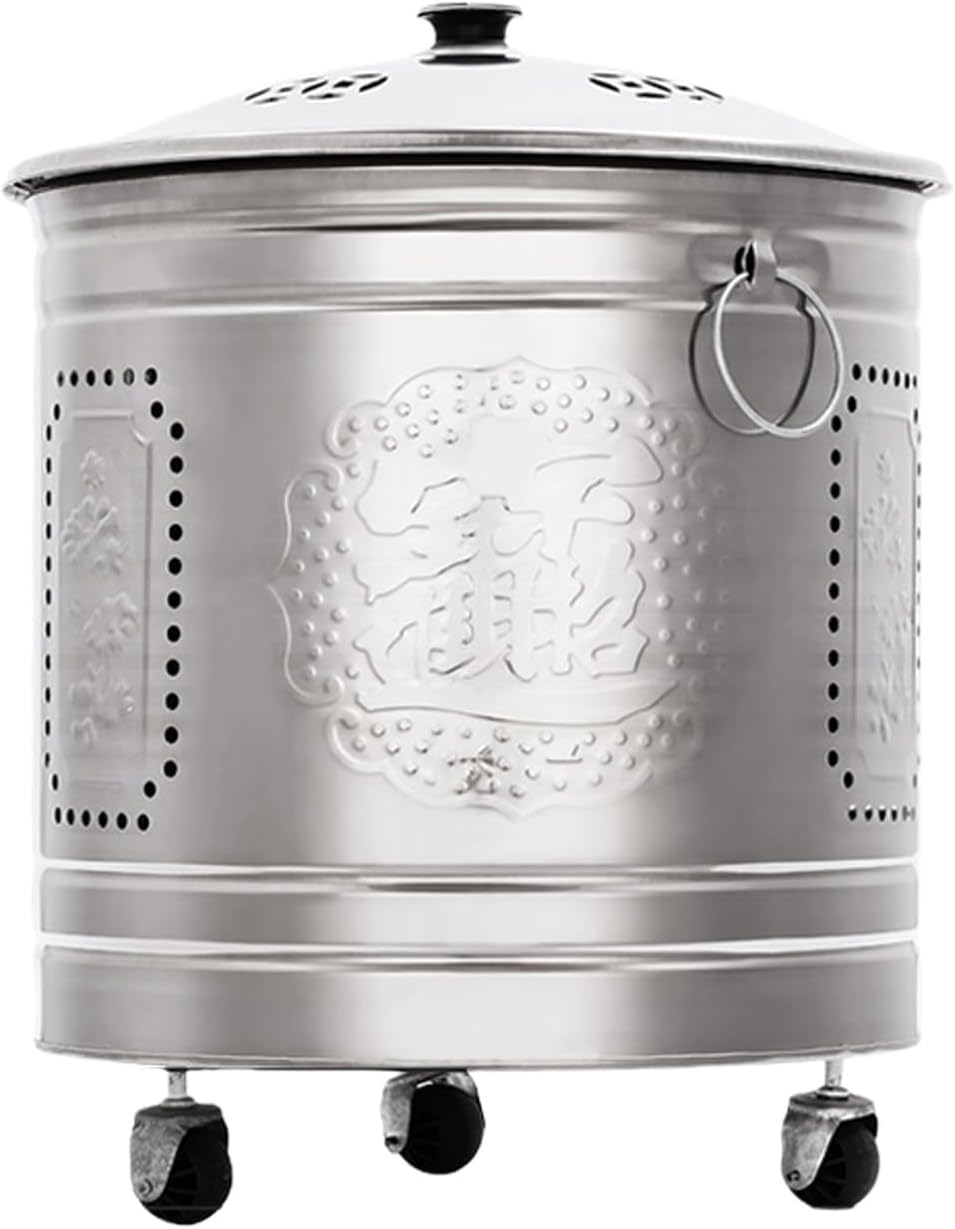 Incinerator, Burn Barrel, Outdoor Fire Pit, Burn Cage, Including Tripod, Inner Liner, for Wood, Garden, Backyard, Farm,Bonfire(Silver,48cm/19in)