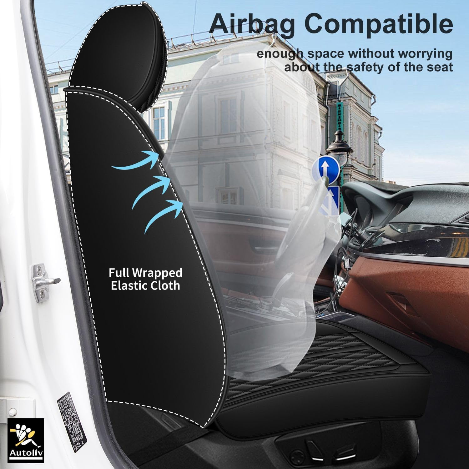 Car Seat Covers Full Set Fit for Ford Bronco Sport 2021-2025 2026: 5 Seat Auto Interior Accessories, Waterproof Faux Leather Vehical Car Seat Cushions Cover（Black
