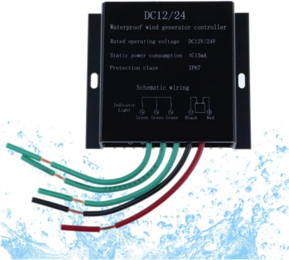 12000W MPPT Wind Turbine Charge Controller IP67 Waterproof 12V 24V Auto Match Wind Generator Controller Voltage Regulation Controller(Black)