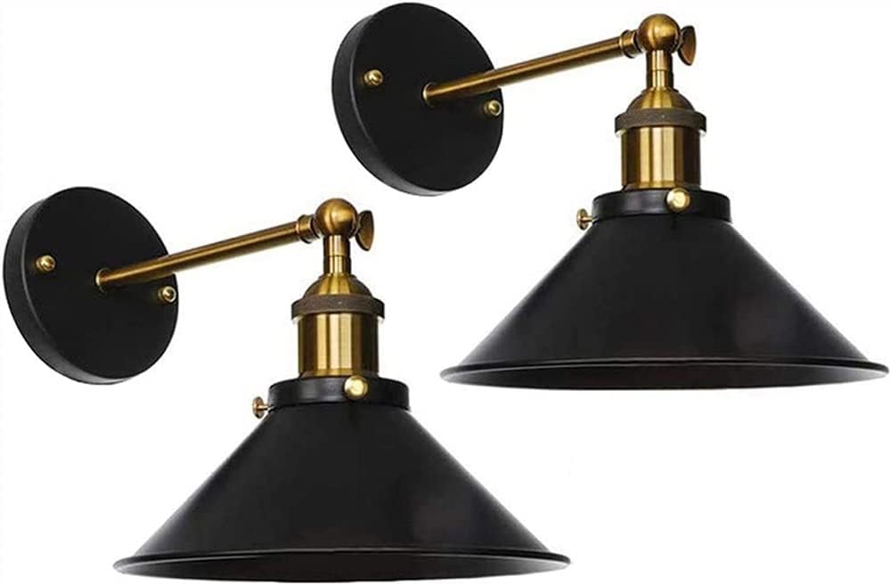 Wall Sconces Antique Long Swing Arm Wall Light European Stely Industrial Metal Wall Lamp Bedroom Bedside Reading Wall Mounted Lighting Fixture(Black)