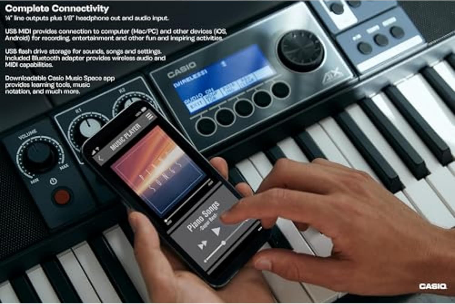 Casio Casiotone CT-S500 – 61-Key Touch-Responsive Portable Keyboard | 800 AiX Tones, DSP Effects, Bluetooth MIDI/Audio, 6-Track Recorder, USB, Line Outs, Casio Music Space App | Gig-Ready & Compact