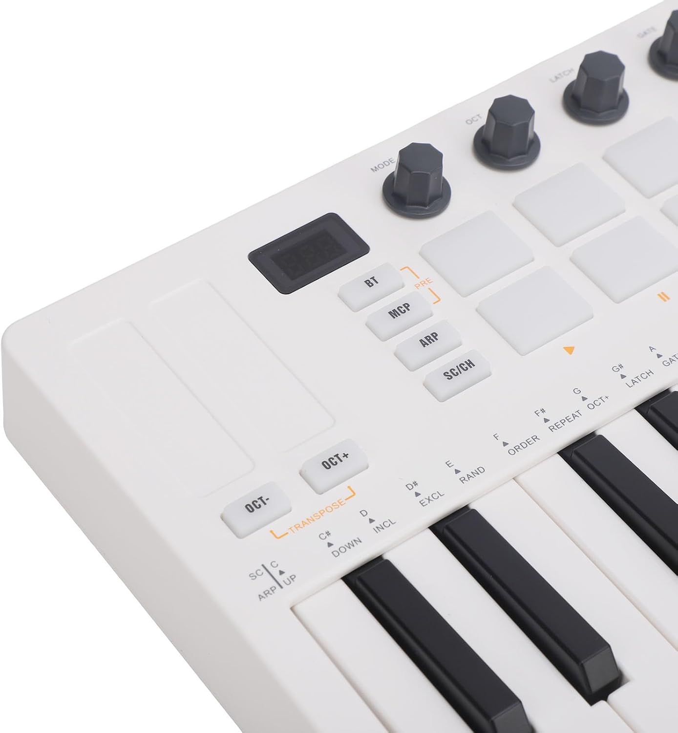 Wireless MIDI Keyboard Controller, 25 Mini Keys, 16 RGB Drum Pads, USB-C, Battery Powered