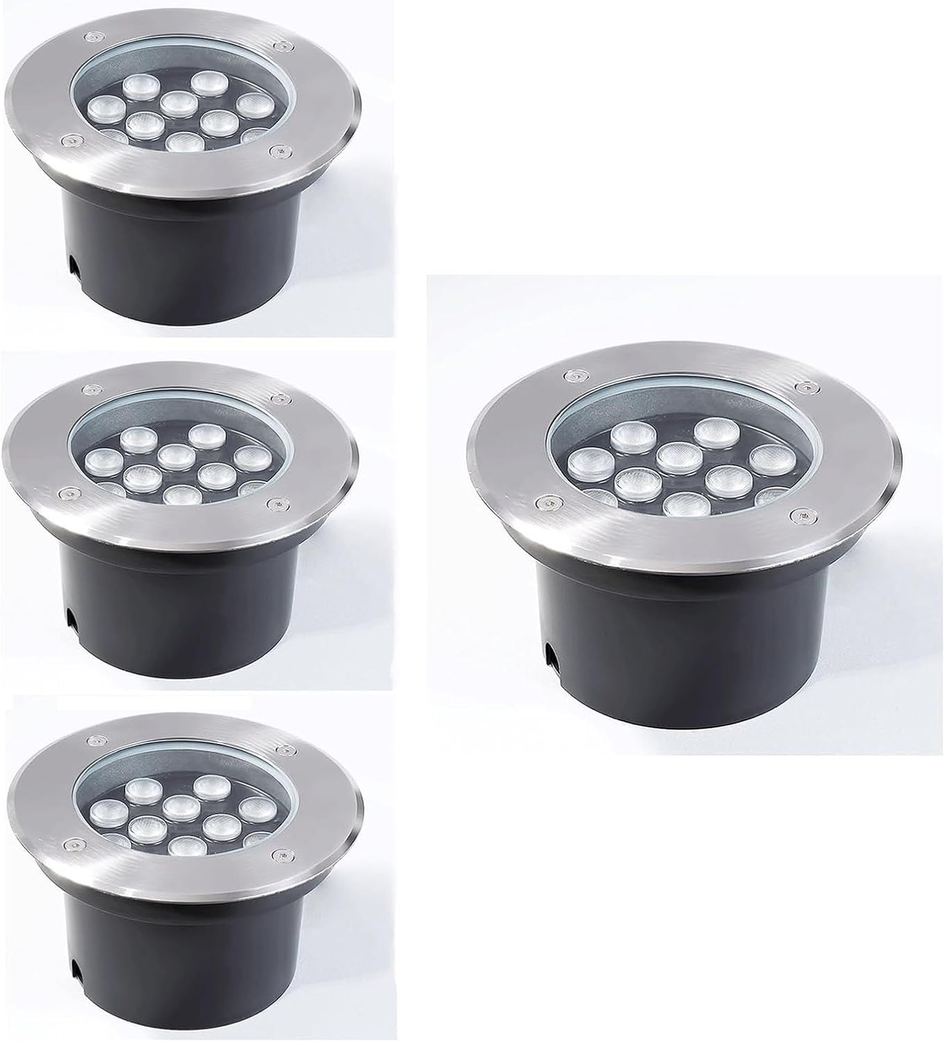 2Pcs Outdoor In Ground Lights, Led Ring Fountain Light, 6W Led Well Landscape Up Light,Waterproof Underground Lamp for Deck, Step, Yard, Garden-Warm White-24W