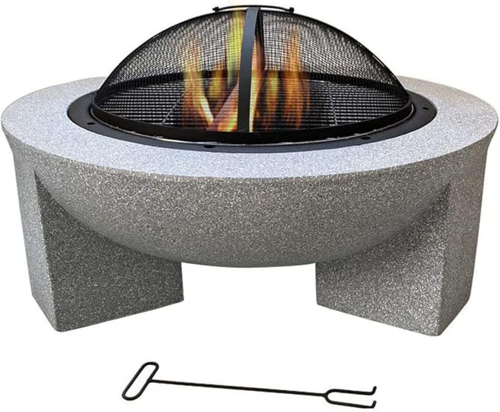 Garden Fire Pit Outdoor Party BBQ Fire Pit with Grill Shelf, Fire Bowl for Garden and Patio with Outdoor Round Wood Burning Outdoor Party BBQ Fire Pit Grill Barbecue Rack