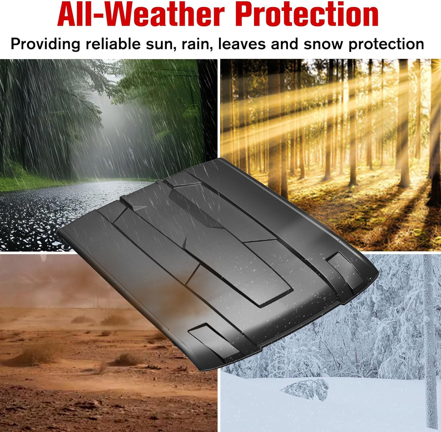 Roof for Polaris Ranger XP 1000 Crew, Dustproof 4-Piece Combination Hard Coat Poly Sun Visor Roof Top for Polaris Ranger Crew XP 1000 2017-2025/ Crew 900 2015+ Accessories (4PCS, 2889223)