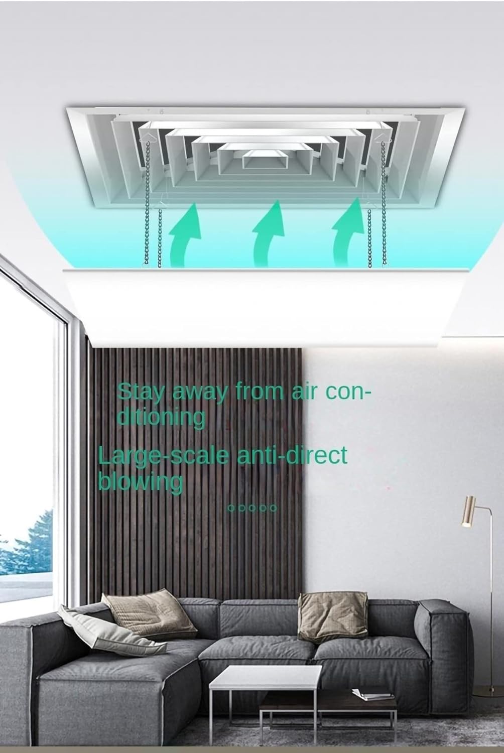 Square Central Air Conditioner Wind Deflector, Anti Direct Air Conditioner Wind Deflector, Air Outlet Baffle, Wind Shield, Wind Shield, White