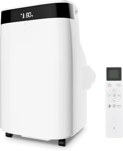10000 BTU Portable Air Conditioner, 3-in-1 Remote Control AC with 24-Hour Timer, Cools up to 450 Sq. Ft. Low Noise/Energy Saving/Cooling, Ideal for Bedrooms, Offices, White+Black