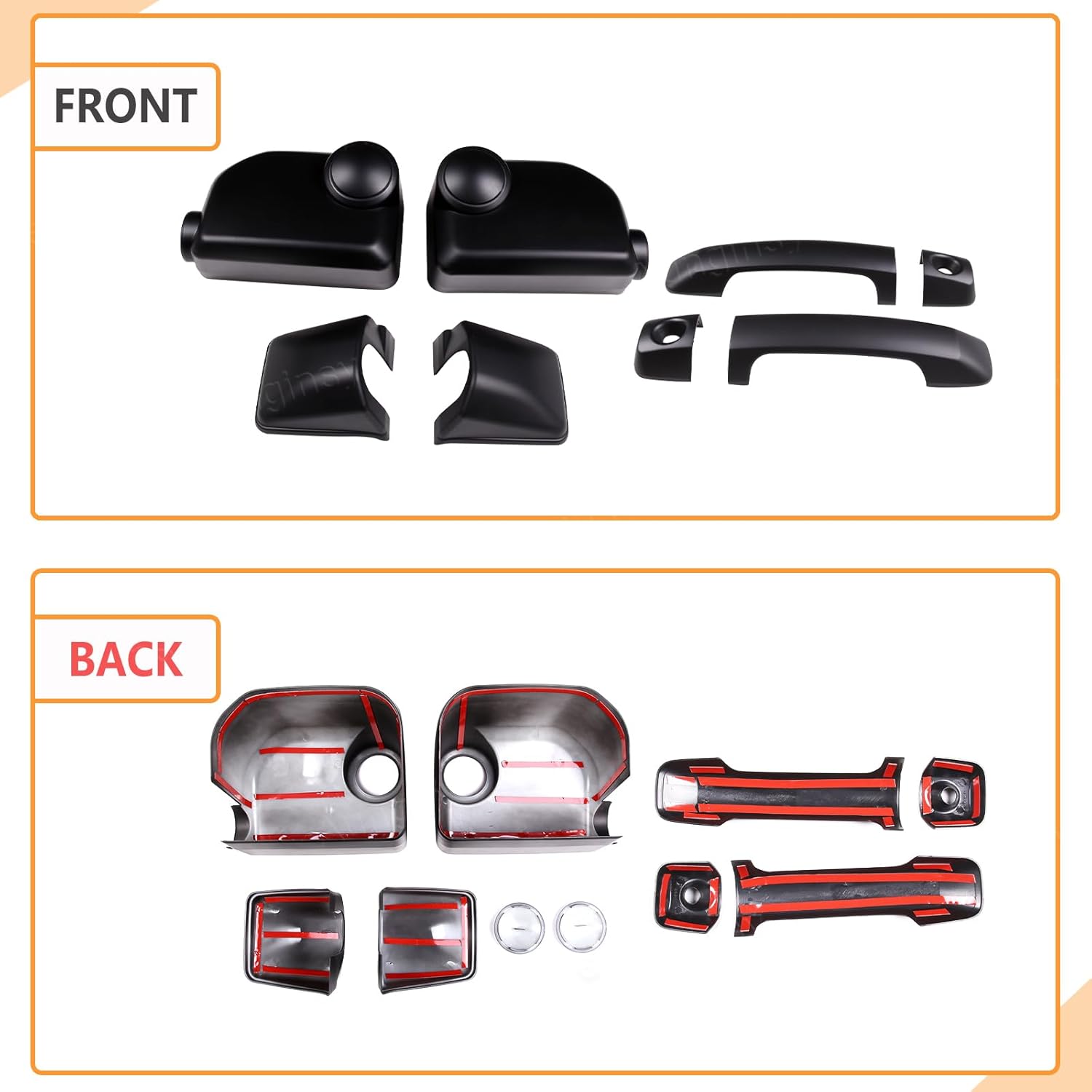 Aunginsy Rear View Mirror Cover Cap & Exterior Door Handle Protector Cover Kit Compatible with Toyota FJ Cruiser 2007-2021 Side Door Rearview Mirror Outer Door Handles Trim Decorative ABS Accessories