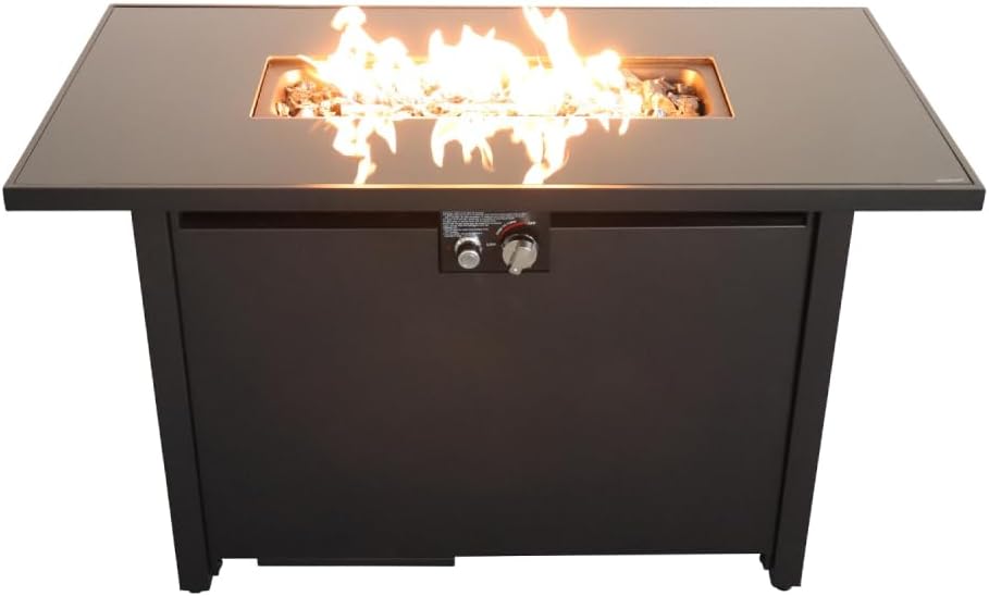 25'' H x 42'' W Steel Outdoor Fire Pit Table with Lid