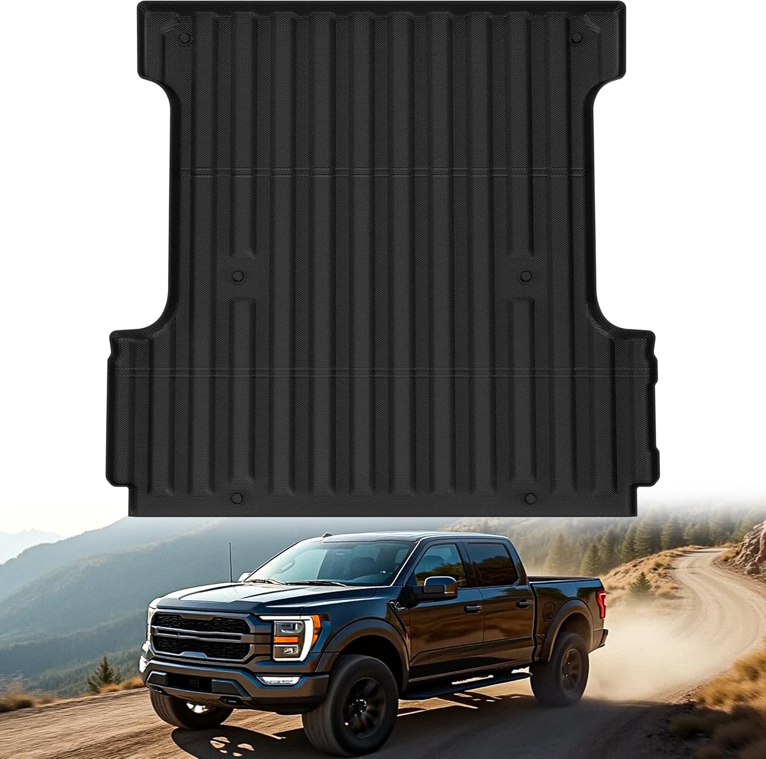 OEDRO Truck Bed Mat Fit for 2015-2025 Ford F150 & Lightning 5.5 FT Vehicle Bed Liner, TPE All Weather Protection F-150 Heavy Duty Pickup Bed Liner Accessories, Black