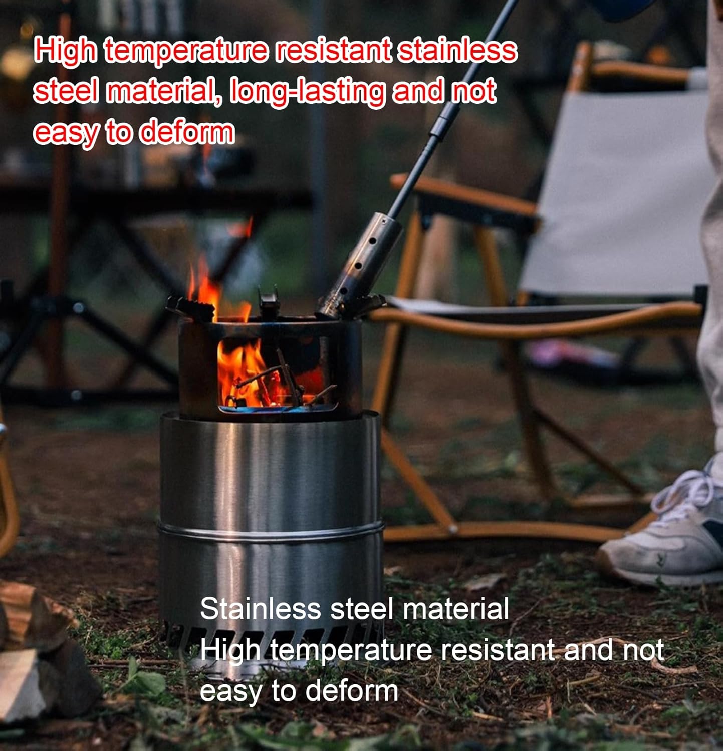 Smokeless Fire Pit with Stand Portable Stainless Steel Bonfire Pit Outdoor Wood Burning Firepit for Outside Patio Camping,Large