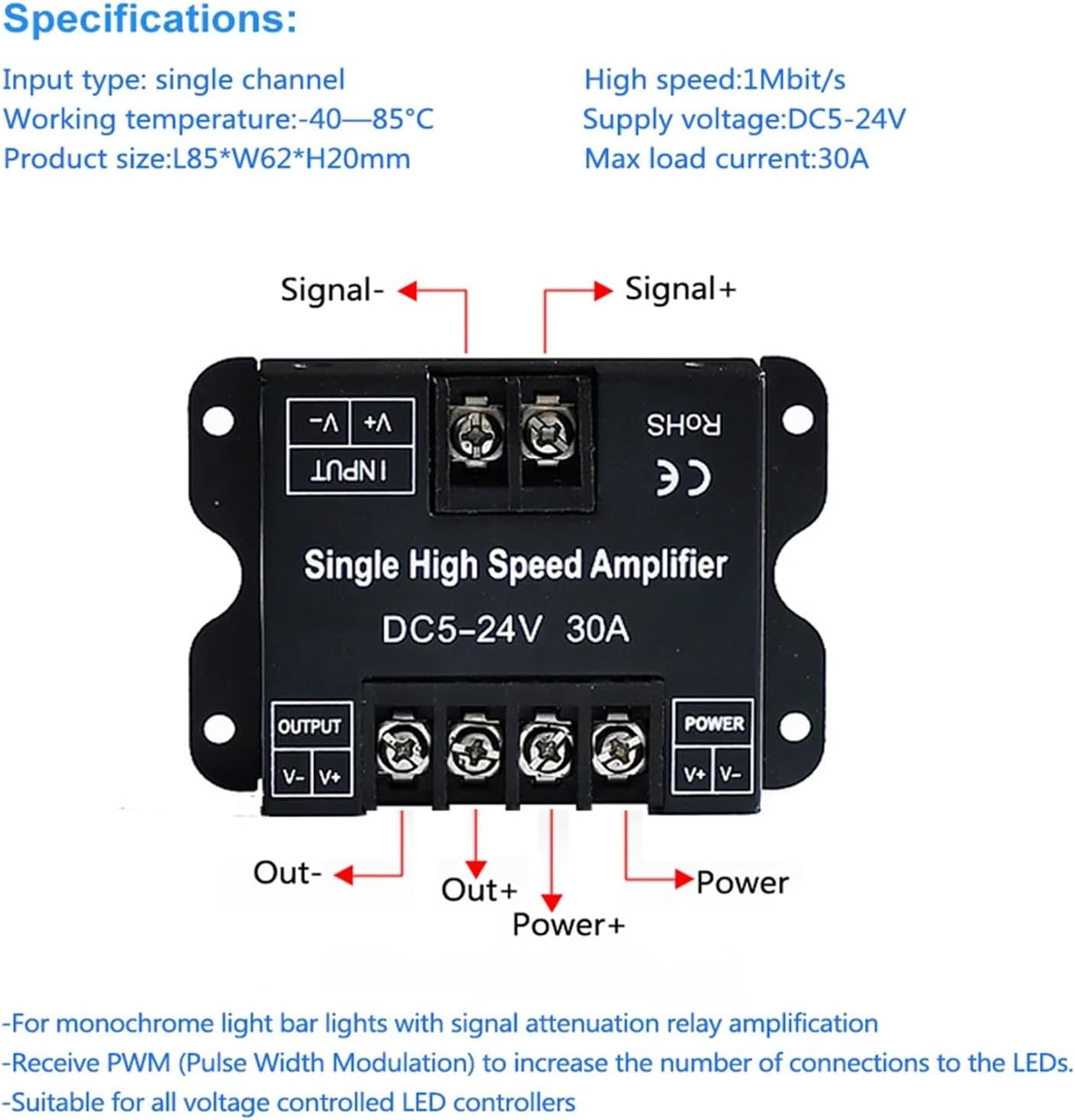 DC5V-24V 24A 30A 32A LED RGBCCT/RGBW/RGB Amplifier for Strip Power Repeater Light Controller(RGBW 32A)