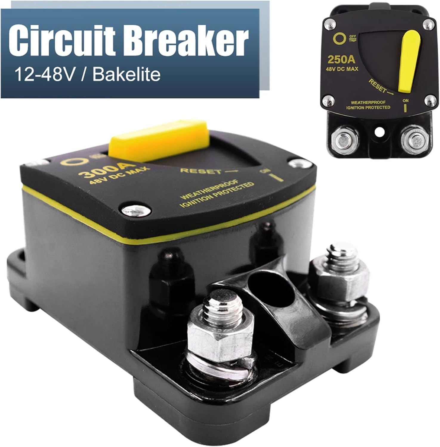 50A 60A 80A 100A 150A 200A 250A 300A AMP Circuit Breaker Fuse Reset 12-48V DC Car Audio Amplifier Breaker Waterproof 2022(Color:150a)