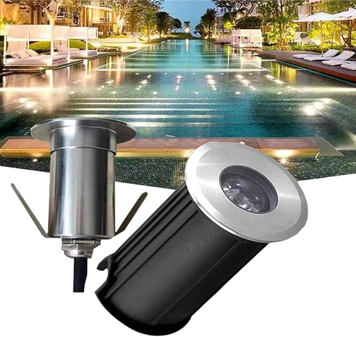 Underwater Pool Light - LED Ring Fountain Light, DC 12V Mini Outdoor Buried Lights, IP68 Waterproof Ground LED Landscape Lamp, 30° Beam Angle Recessed Spotlight(Warm White,3w-75mm)