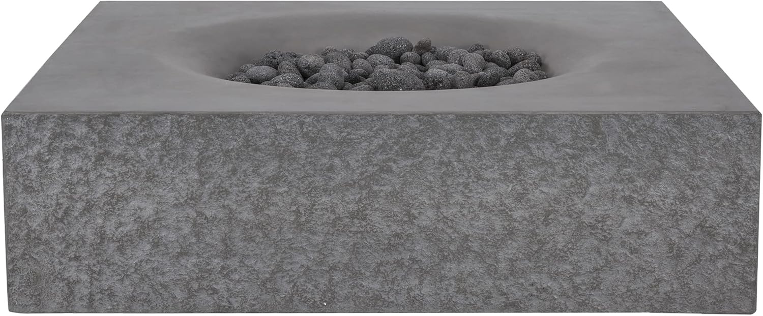 Pyromania Monument Outdoor Concrete Fire Pit Table, 41 x 41 Inches - Propane Model in Slate Gray Color