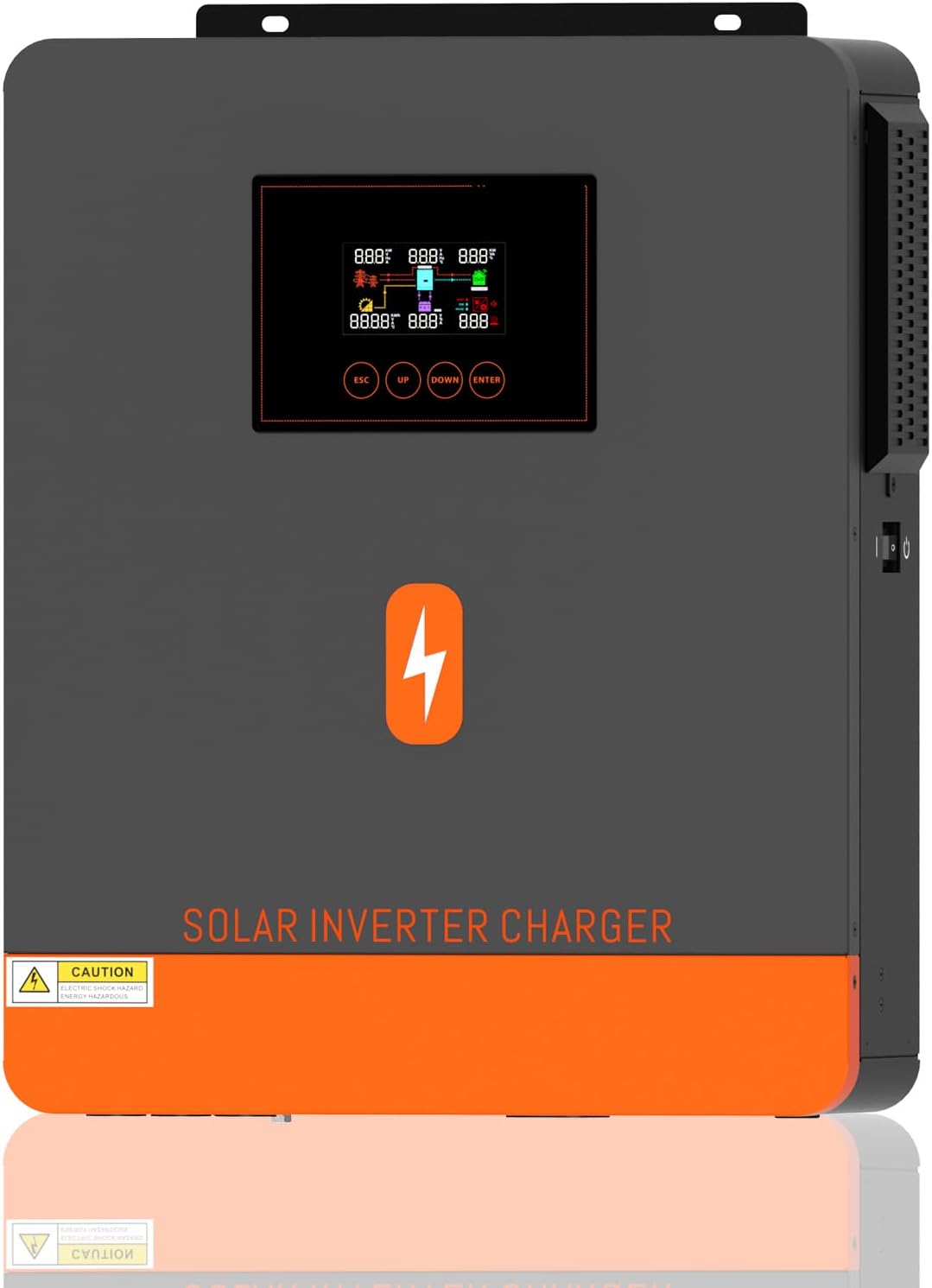 PowMr 4200W Solar Inverter 24VDC to 220V/230VAC, Pure Sine Wave All in One Hybrid Inverter with Built-in 120A MPPT Controller, for Home RV Off-Grid System, for 24V Lead Acid and Lithium Battery