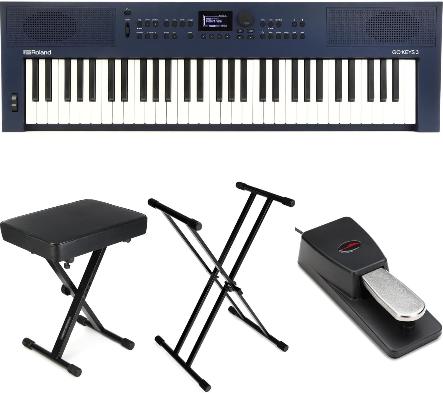 Roland GO:KEYS 3 Keyboard Essentials Bundle - Midnight Blue