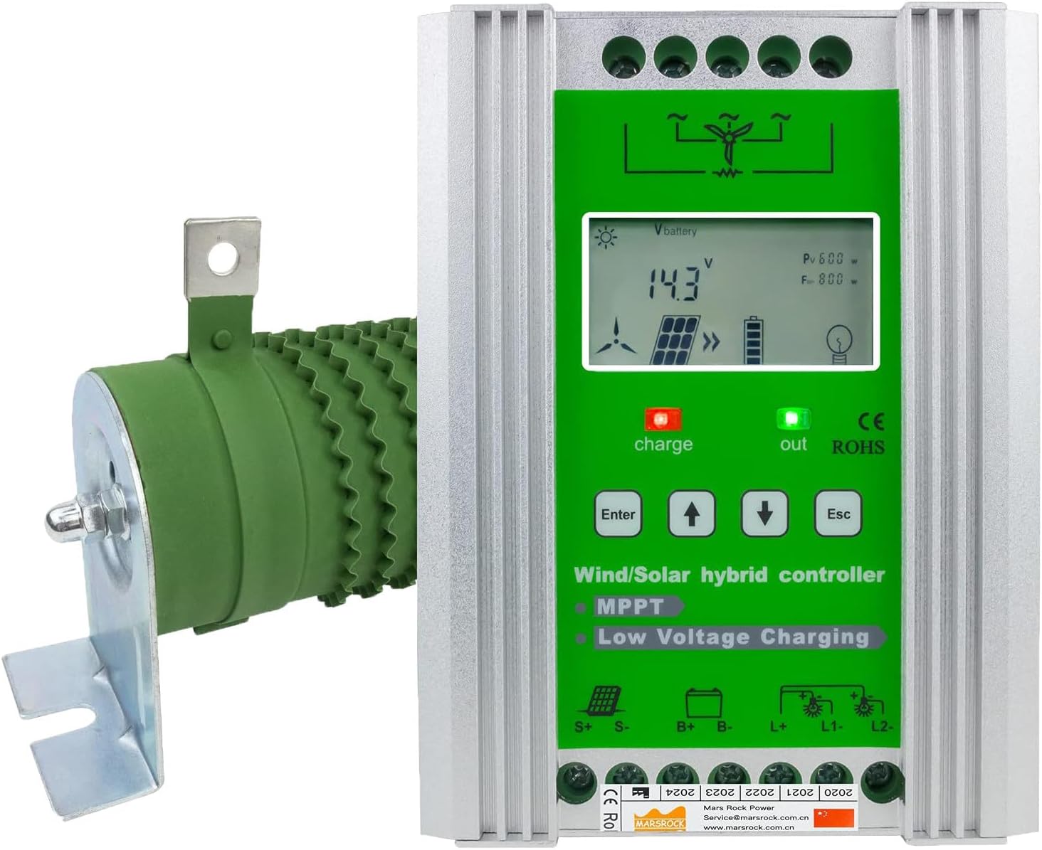 Mppt Solar Hybrid Charge Controller for Wind Turbine 12000W, Wind Solar Hybrid Charge Controller 12V/24V/48V Automatic Identification Voltage,24v