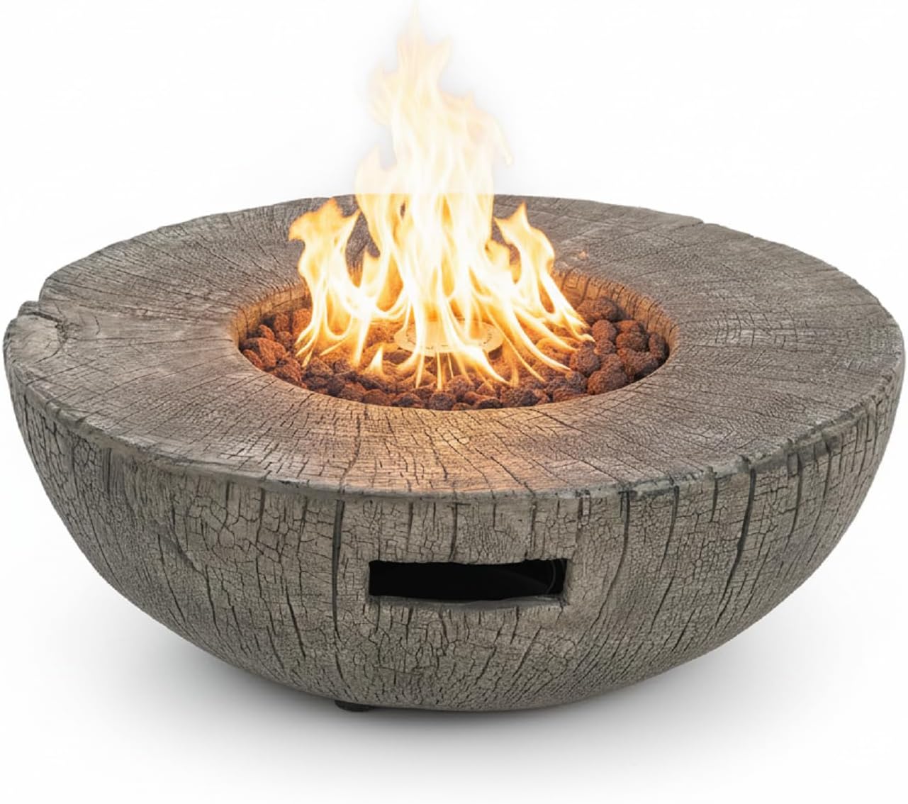28 Inch Light Gray Propane Fire Pit Table, 30,000 BTU Outdoor Fire Pit for Patio with Lava Rocks, Round Portable Gas Fire Pits for Outside Backyard Garden Deck Use, Only Table (Cover Not Provided)