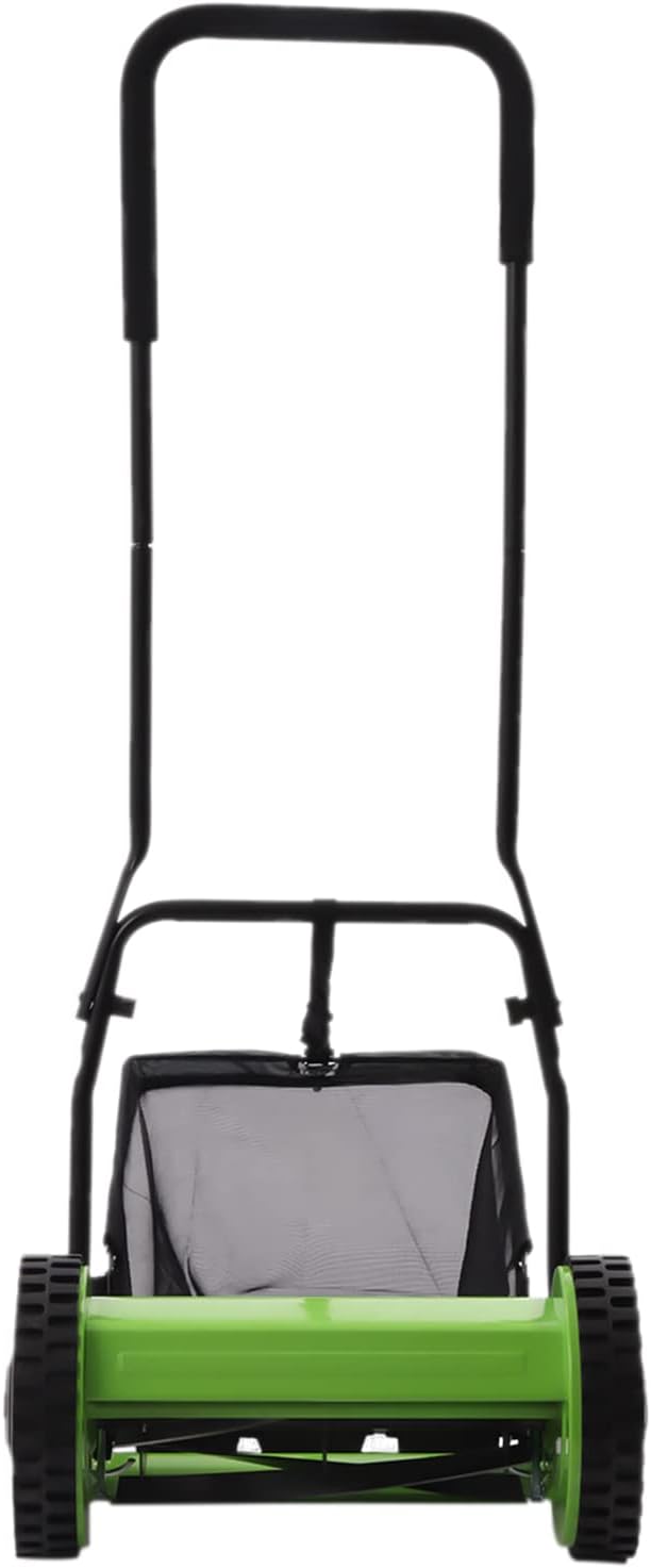 12Inch 5 Manganese Steel Blades Manual Push Lawn Sweeper with 23L Collection Bag for Picking up Leaves and Grass and Debris on Lawns