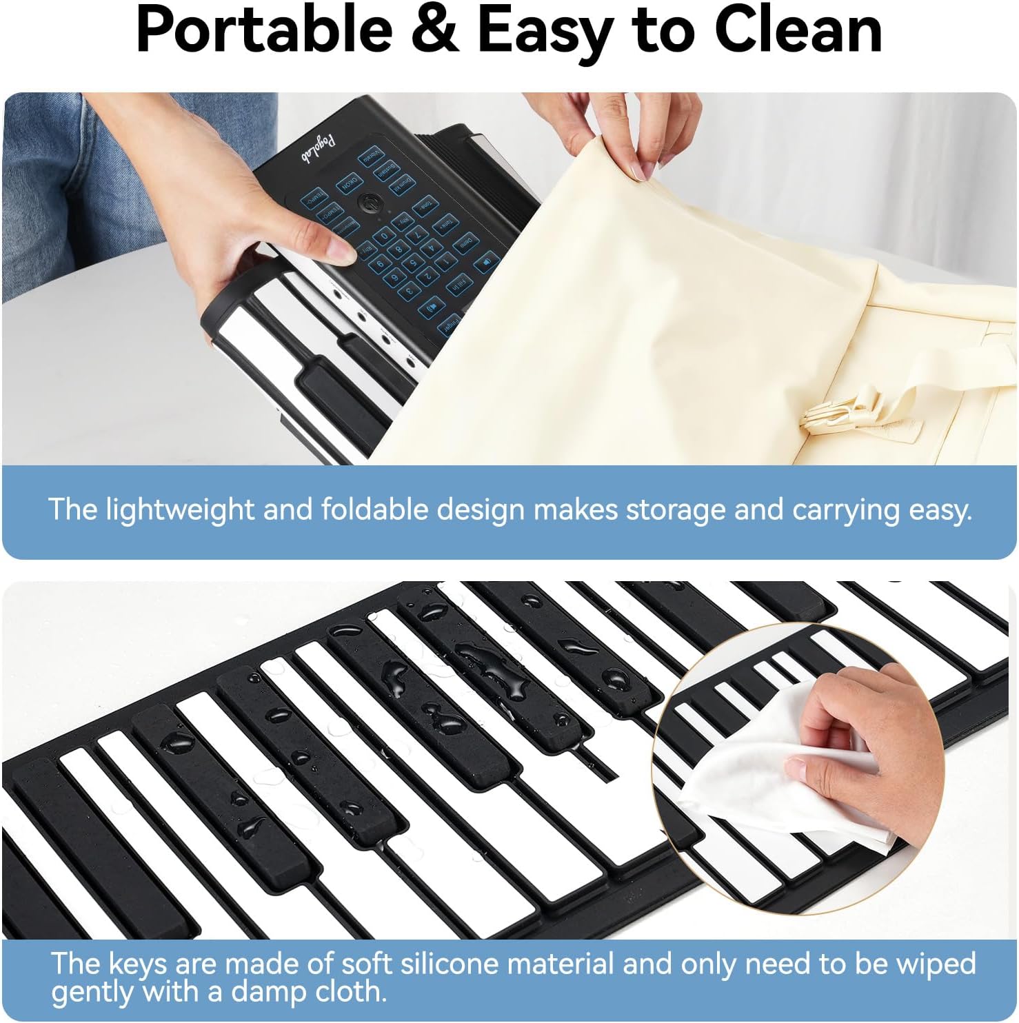 88 Keys Roll Up Keyboard Piano, Portable Electric Foldable Piano with Sustain Pedal, 20 Songs, 128 Tones, 128 Rhythms, Rechargeable & Wireless BT, Music Gift for Beginners (with LED Display)