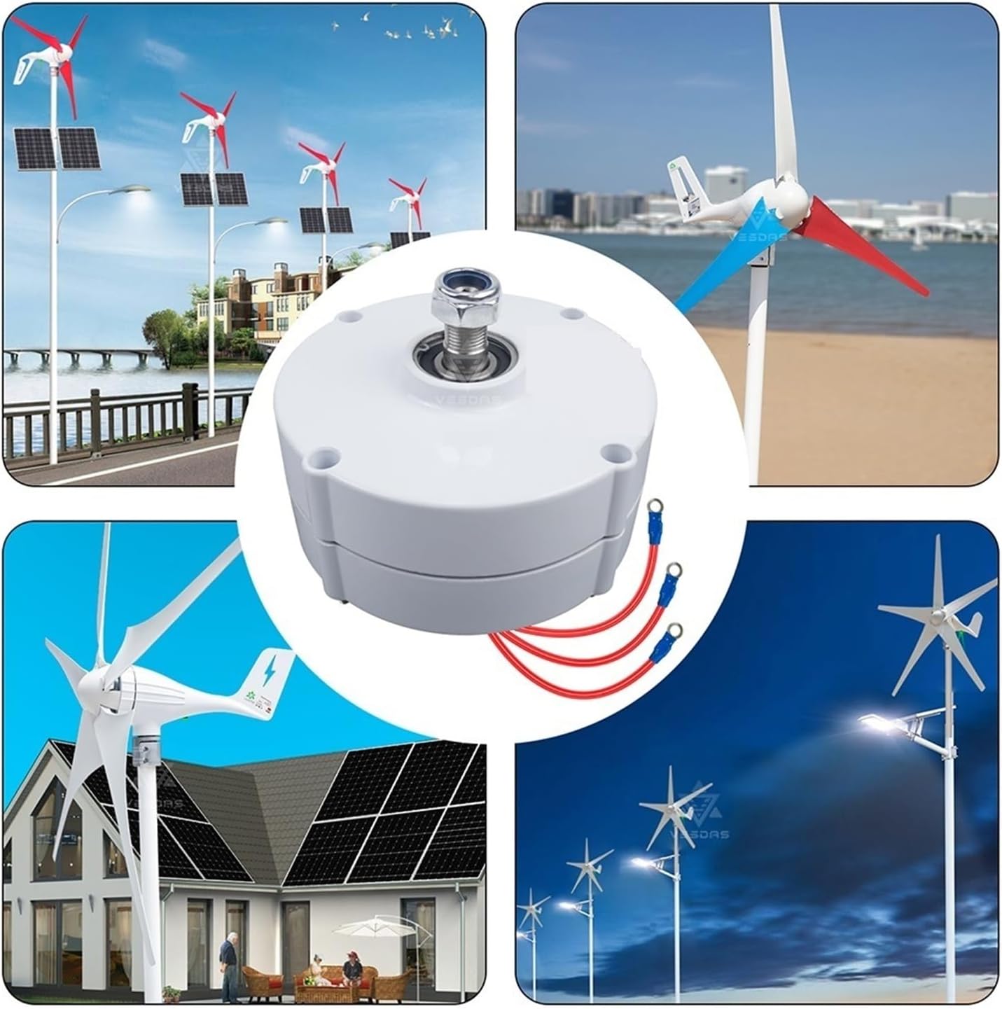 Wind Turbine Generator, Low Speed 100W AC 12V Or 24V Permanent Magnet Generator Gearless 3 Phase Alternators For Wind Water Turbine Diesel Engine for Marine, RV, Home(AC 12V)