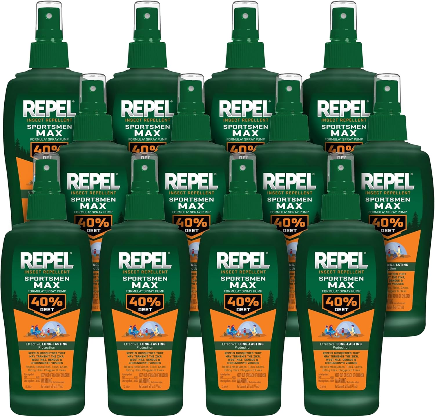 Repel Insect Repellent Sportsmen Max Formula Spray Pump 40% DEET, 6-Ounce, 12-Pack ,Yellow, 72.0 Fl.Oz