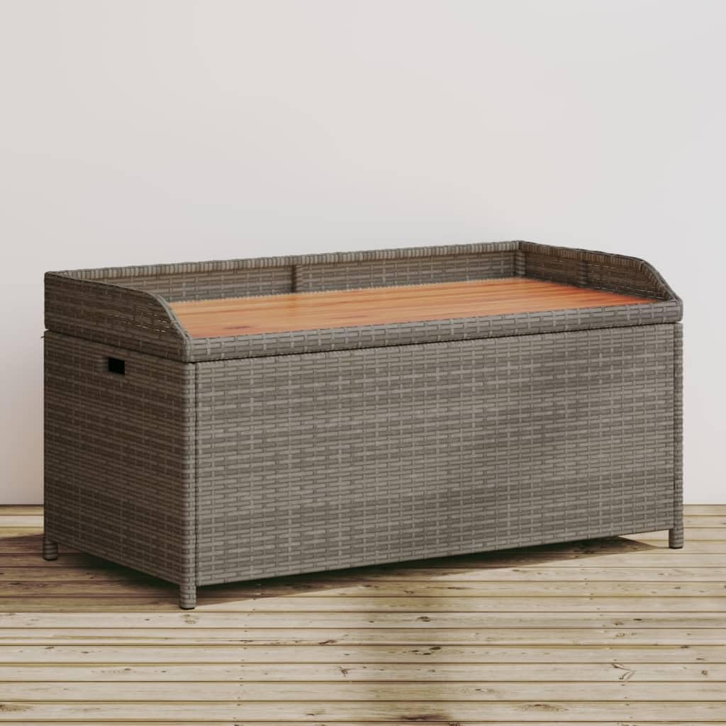 Patio Rattan Deck Box Storage Bench Gray 39.4