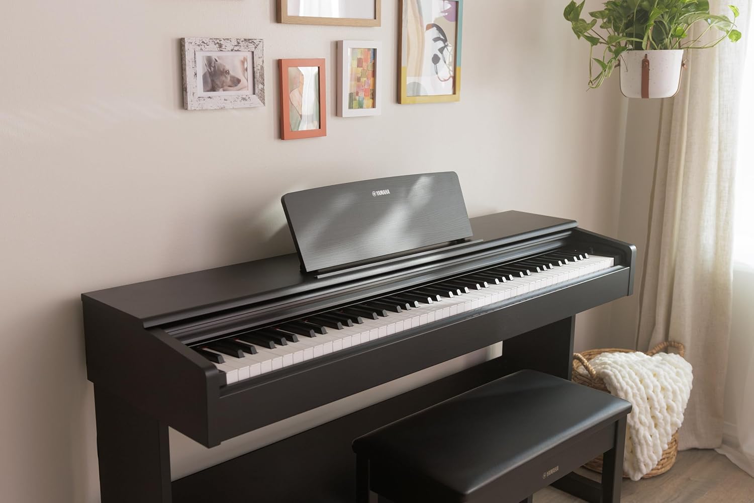 Yamaha Arius Series 88-Key Weighted Action Upright Digital Piano for Beginner and Intermediate Players, Dynamic Response, Grand Piano Sound, 3-pedal Unit, Bench Included, Rosewood YDP105R