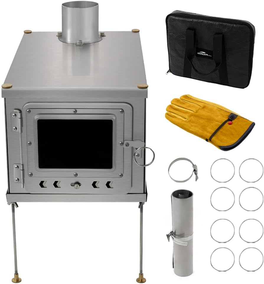 Outdoor Fireplaces Foldable Titanium Wood-Burning Stove Lightweight Compact Durable Portable Folding Wood Burning Outdoor Camping Hiking Fire Pits