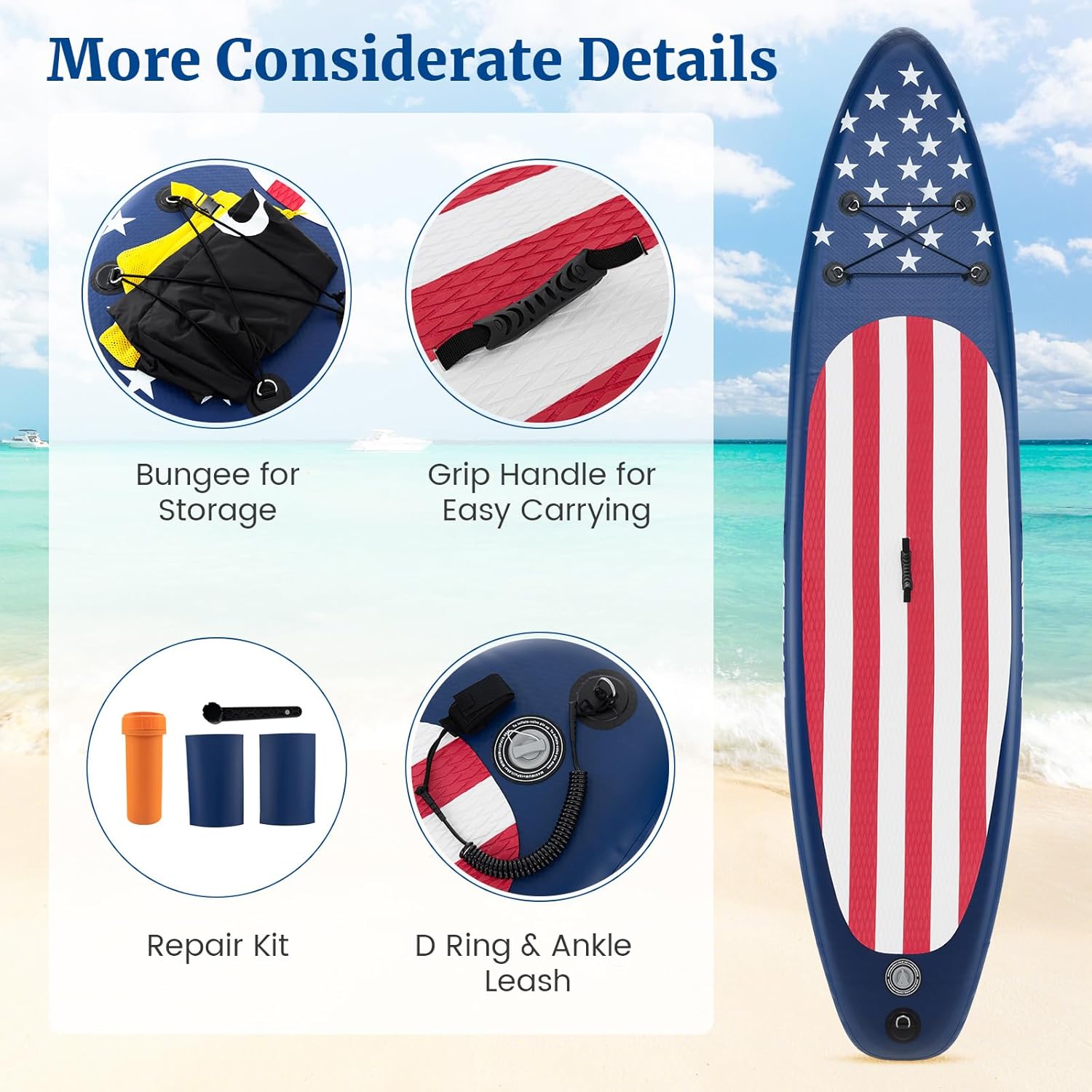GYMAX Stand Up Paddle Board, Inflatable SUP with Wide Non-Slip EVA Deck, Accessories-Leash, D Rings, Hand Pump, Adjustable Paddle & Backpack, Paddle Boards for Adults Youth