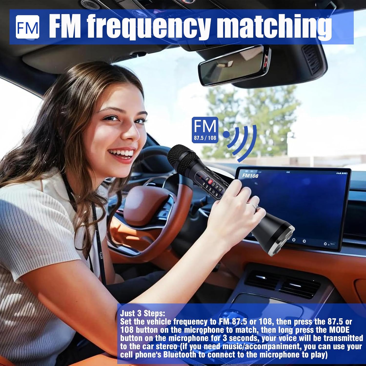 Karaoke Microphone Wireless Bluetooth,Handheld Voice Amplifier,Portable Mic with Speaker 30W High Power DSP Chip Smart Noise Reduction for Car/Indoor/Outdoor Speaking Teaching Singing