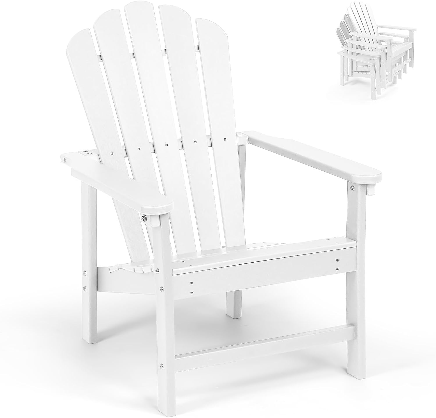Stackable Adirondack Chair, Space Saving HDPE All-Weather Fire Pit Chairs for Outdoor Lawn Porch Deck